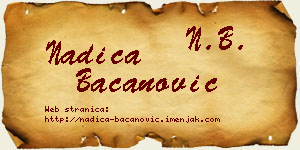 Nadica Bacanović vizit kartica